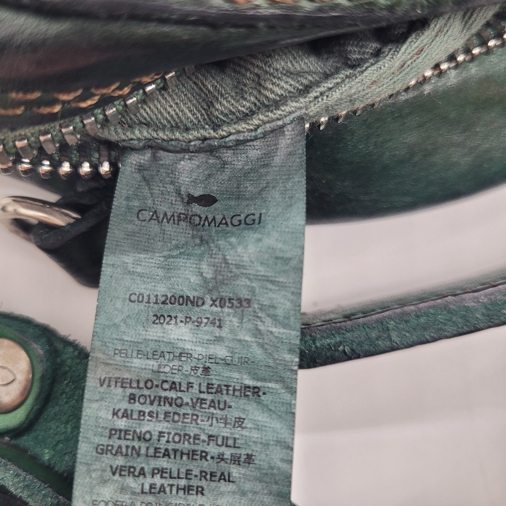 Campomaggi Green Leather Floral Studded Round Crossbody Bag Made In Italy - Picture 16 of 16